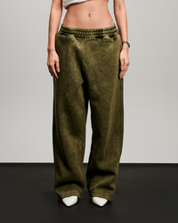 Washed Baggy Sweatpants - Olive