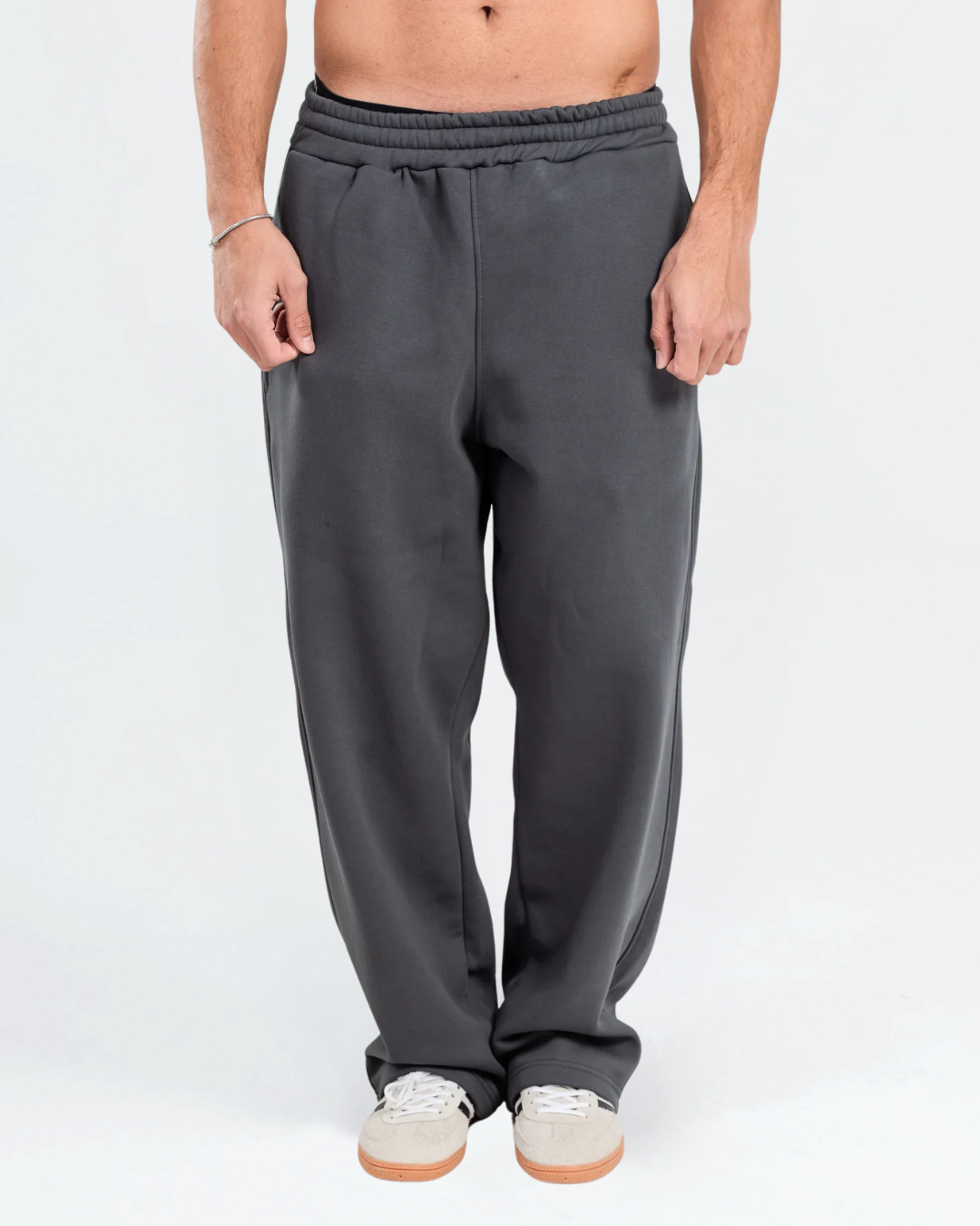 Dark Grey Baggy Sweatpants front view