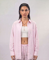 Striped Women Shirt - Pink x White