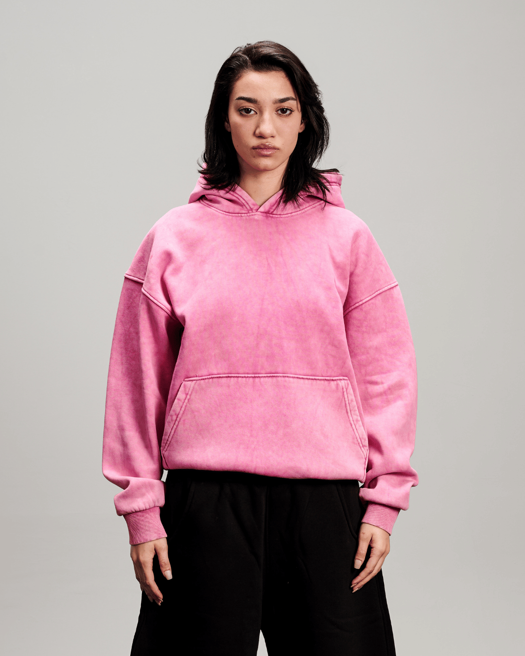 Washed Baggy Hoodie - Pink