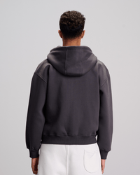 Boxy Zip-Up Sweatshirt - Dark Grey