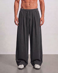 Pleated Wide Leg Sweatpants - Dark Grey