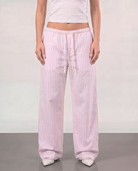 Striped Women Pants - Pink x White