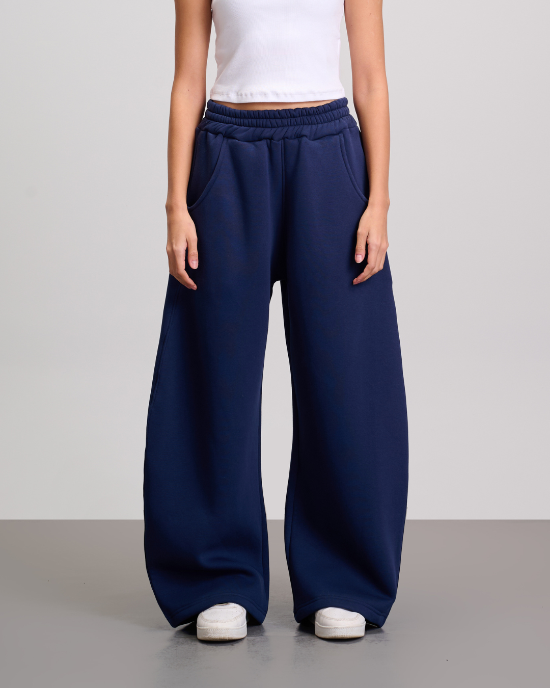 Wide Leg Sweatpants - Navy