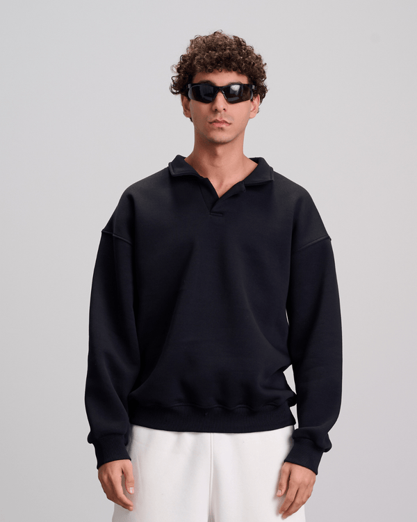 Polo Sweatshirt - Black