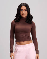 High Neck Top - Brown