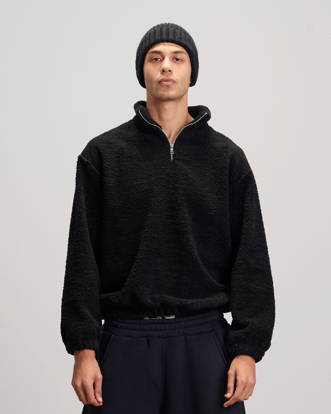 Fleece Quarter Zipper - Black