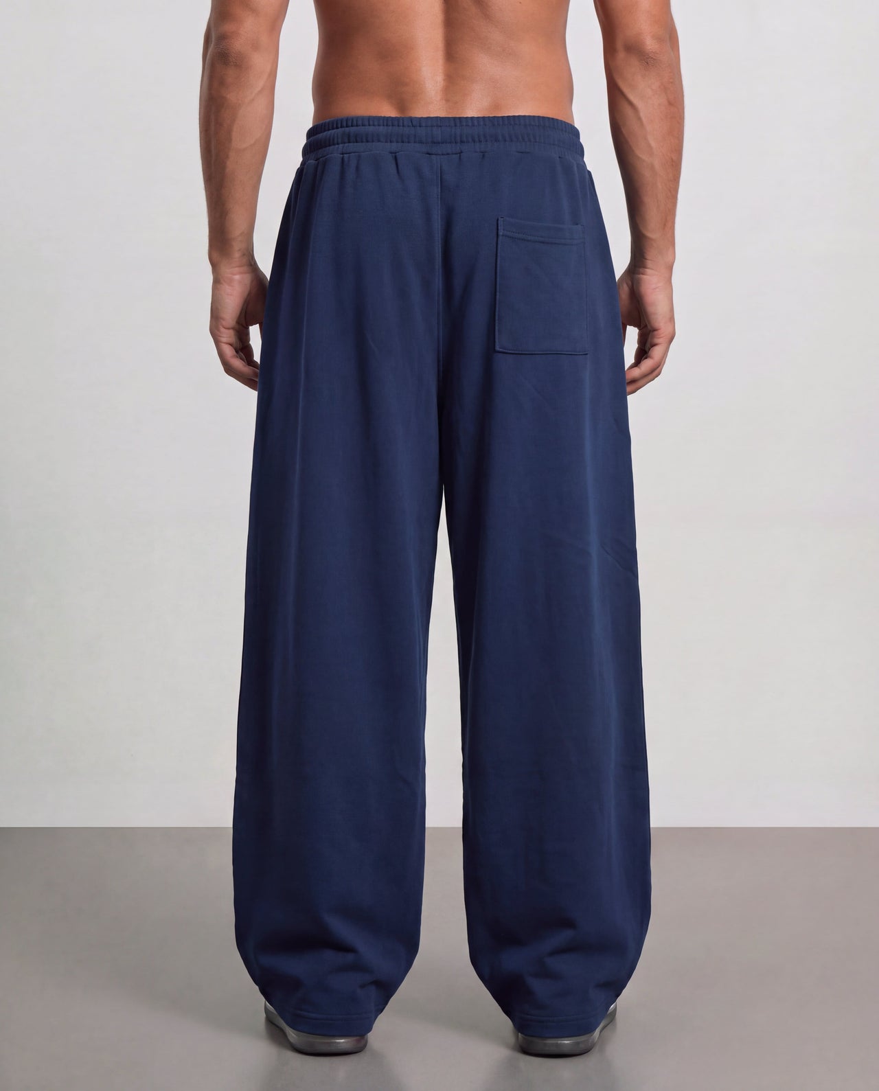 Pleated Wide Leg Sweatpants - Navy