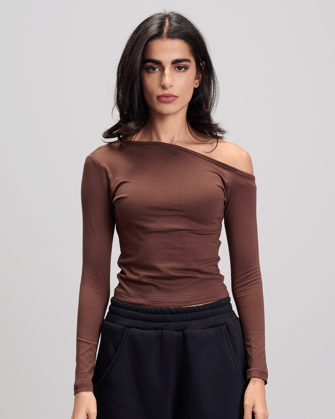 Off Shoulder Top - Brown