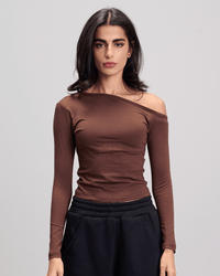 Off Shoulder Top - Brown