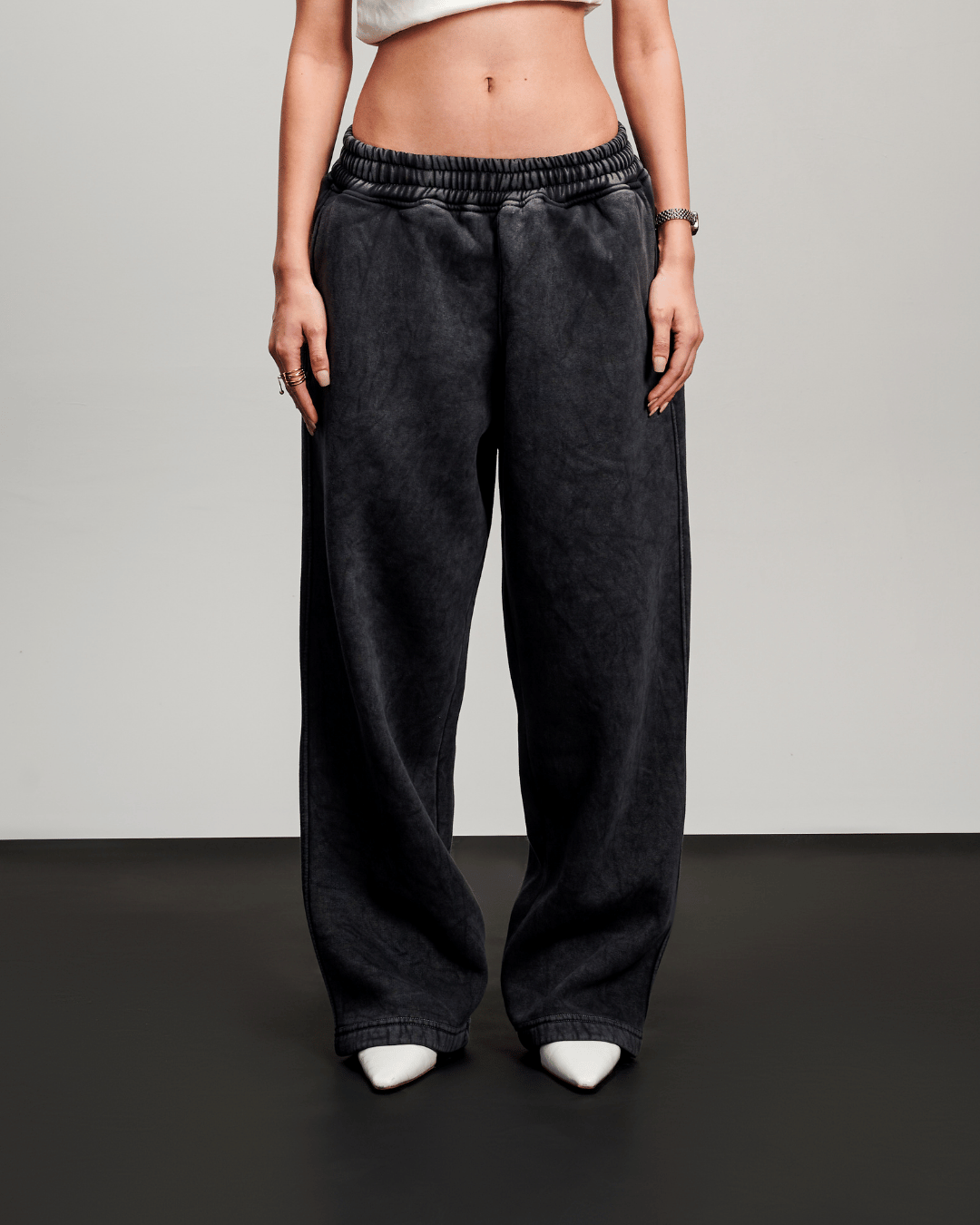 Washed Baggy Sweatpants - Black