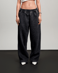 Washed Baggy Sweatpants - Black