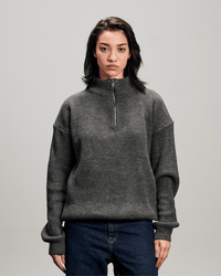 Knit Quarter Zipper - Grey