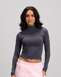 High Neck Top - Dark Grey