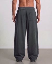 Pleated Wide Leg Sweatpants - Dark Grey