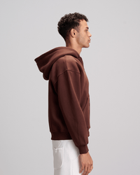 Boxy Zip-Up Sweatshirt - Brown