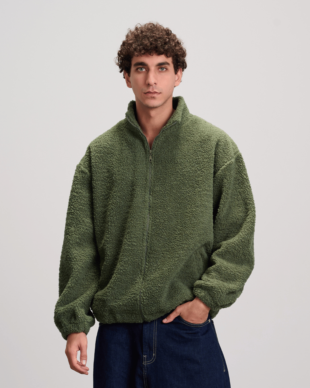 Fleece Zip-Up Jacket - Olive