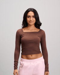 Square Neck Top - Brown