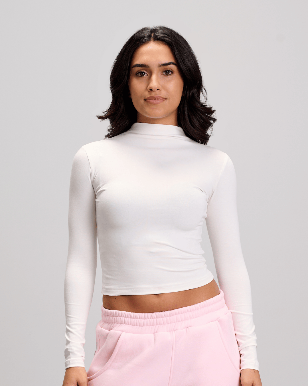 High Neck Top - White