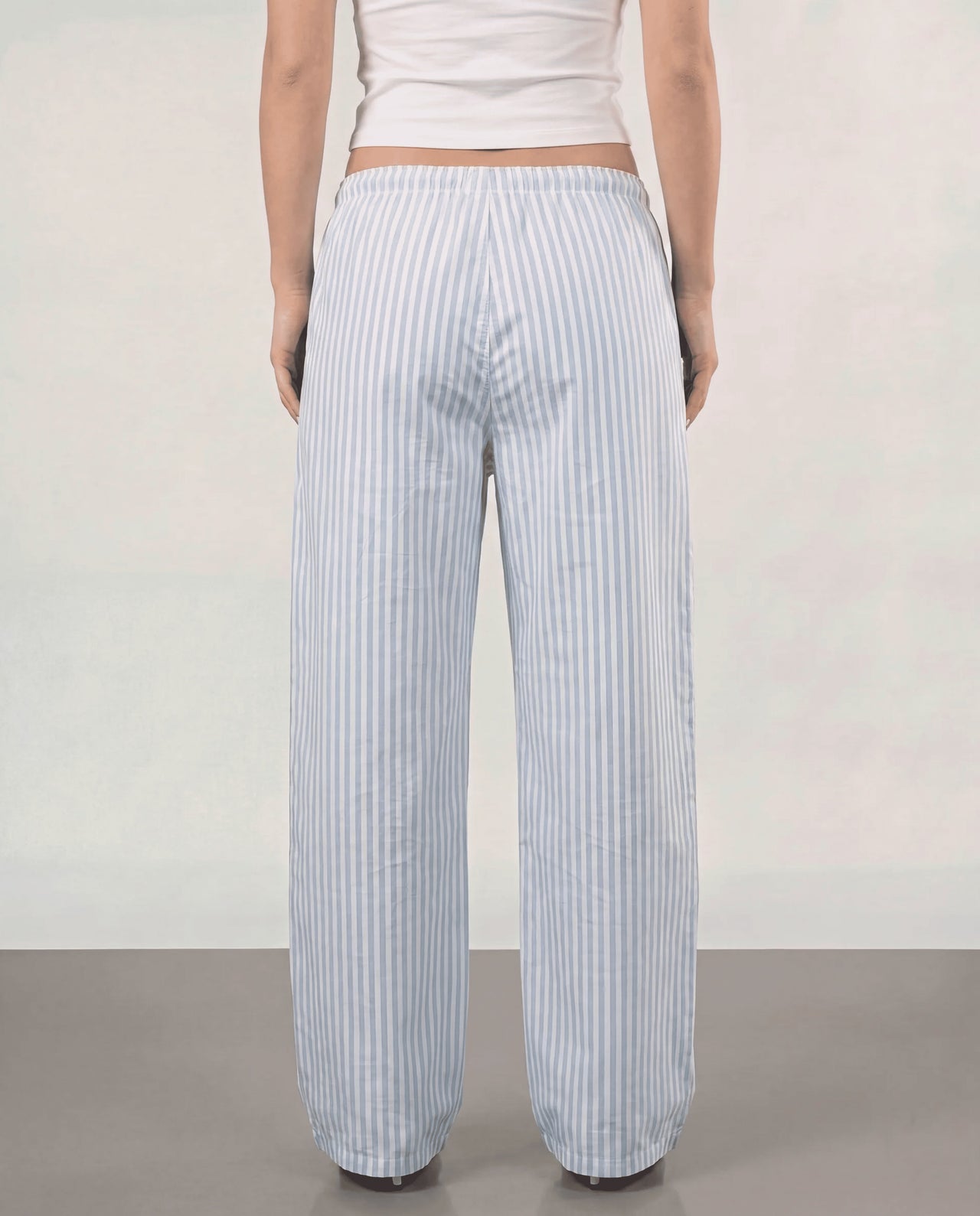 Striped Women Pants - Baby Blue x White