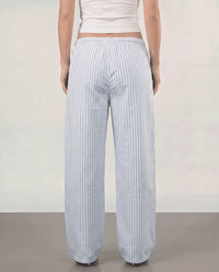 Striped Women Pants - Baby Blue x White