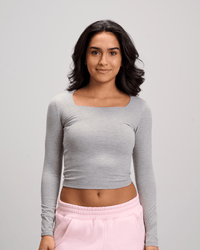 Square Neck Top - Grey