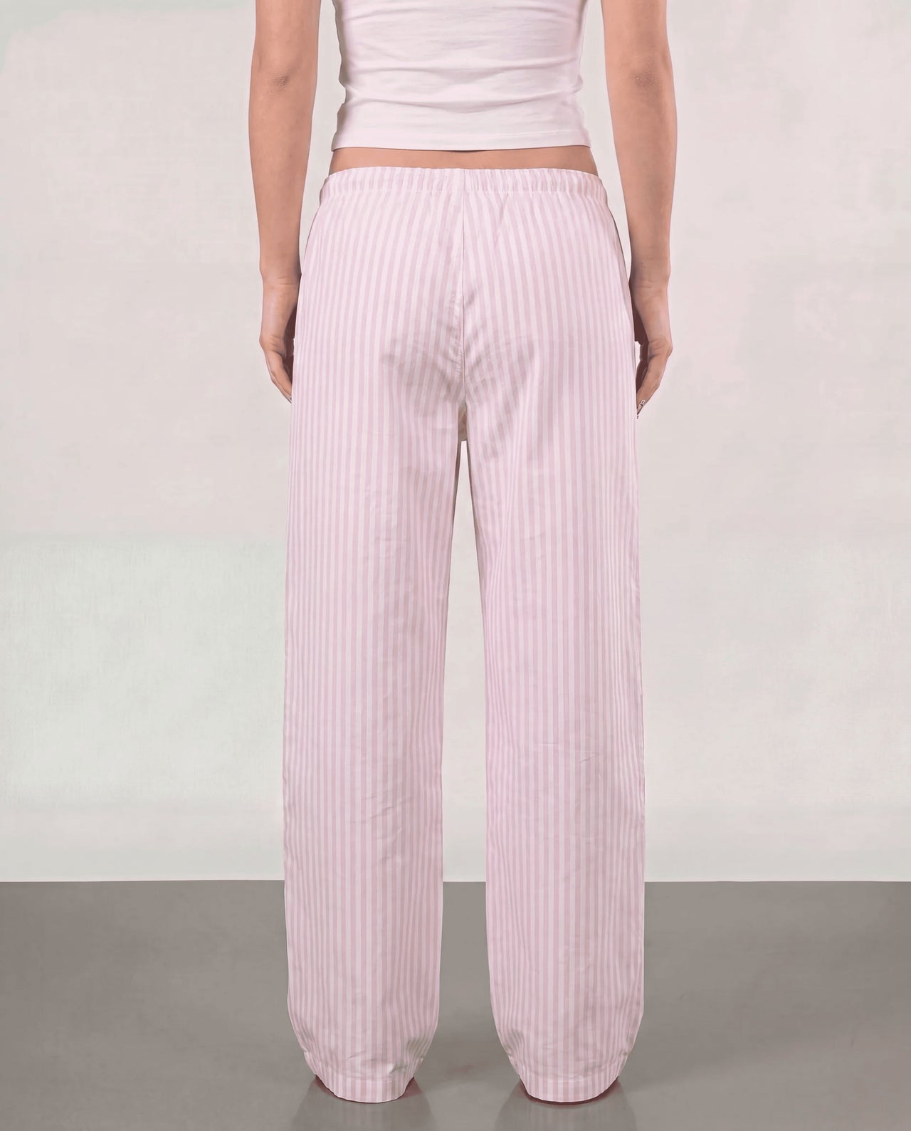 Striped Women Pants - Pink x White