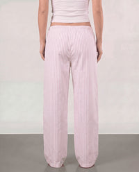 Striped Women Pants - Pink x White