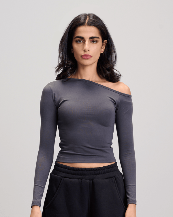 Off Shoulder Top - Dark Grey