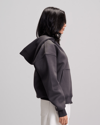 Boxy Zip-Up Sweatshirt - Dark Grey