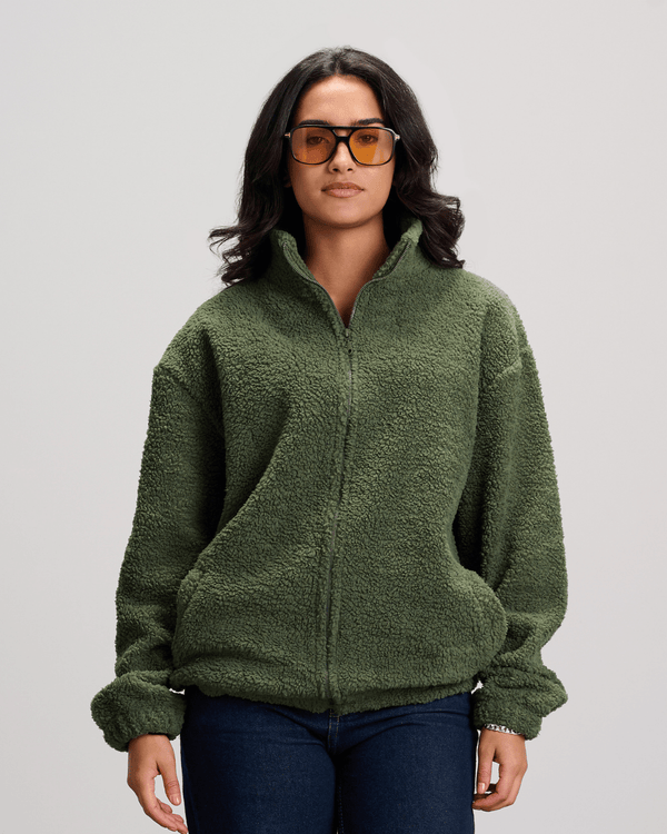 Fleece Zip-Up Jacket - Olive