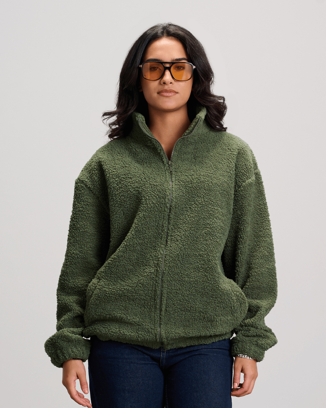 Fleece Zip-Up Jacket - Olive
