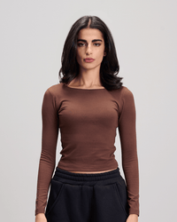 Round Neck Top - Brown