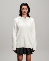 Mohair Knit Polo - White