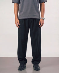 Baggy Double Pleated Pants - Black