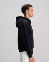 Boxy Zip-Up Sweatshirt - Black