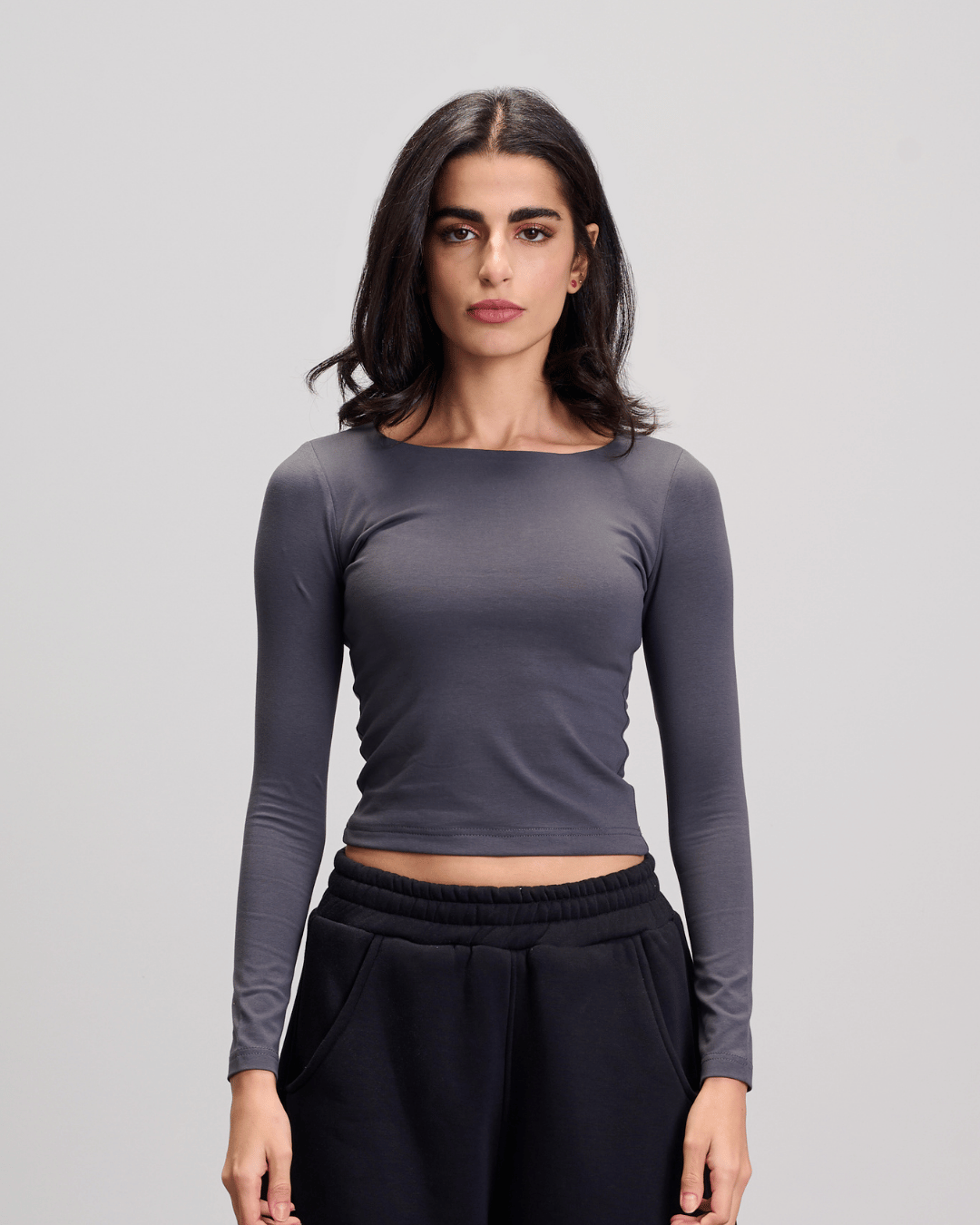 Round Neck Top - Dark Grey