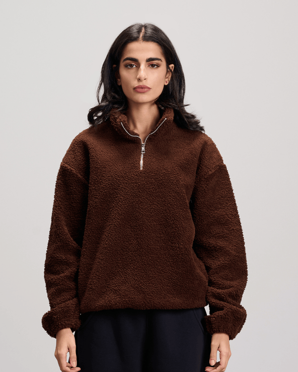 Fleece Quarter Zipper - Brown