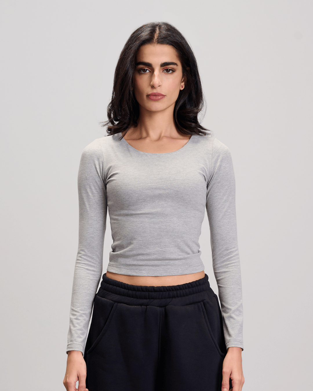 Wide Neck Top - Grey