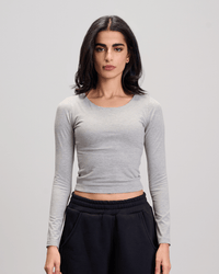 Wide Neck Top - Grey