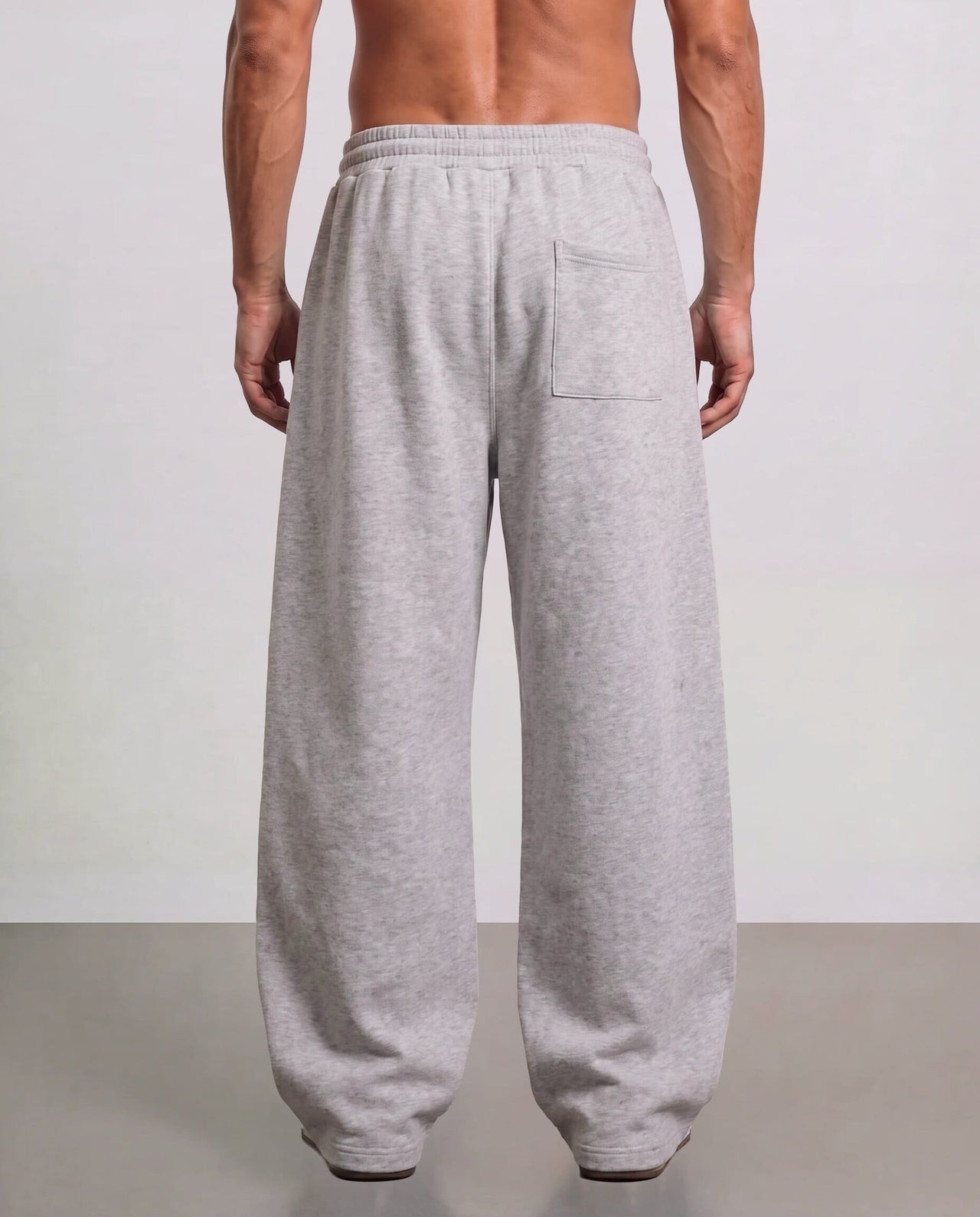 Pleated Wide Leg Sweatpants - Light Grey