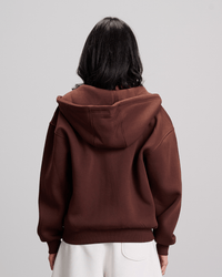 Boxy Zip-Up Sweatshirt - Brown