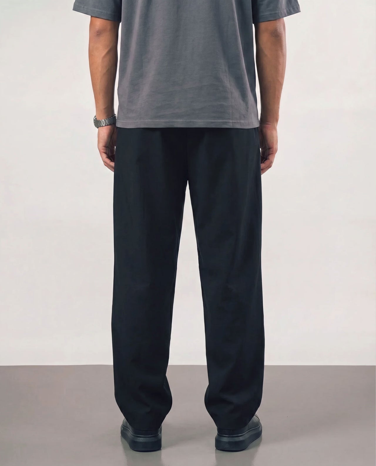 Baggy Double Pleated Pants - Black