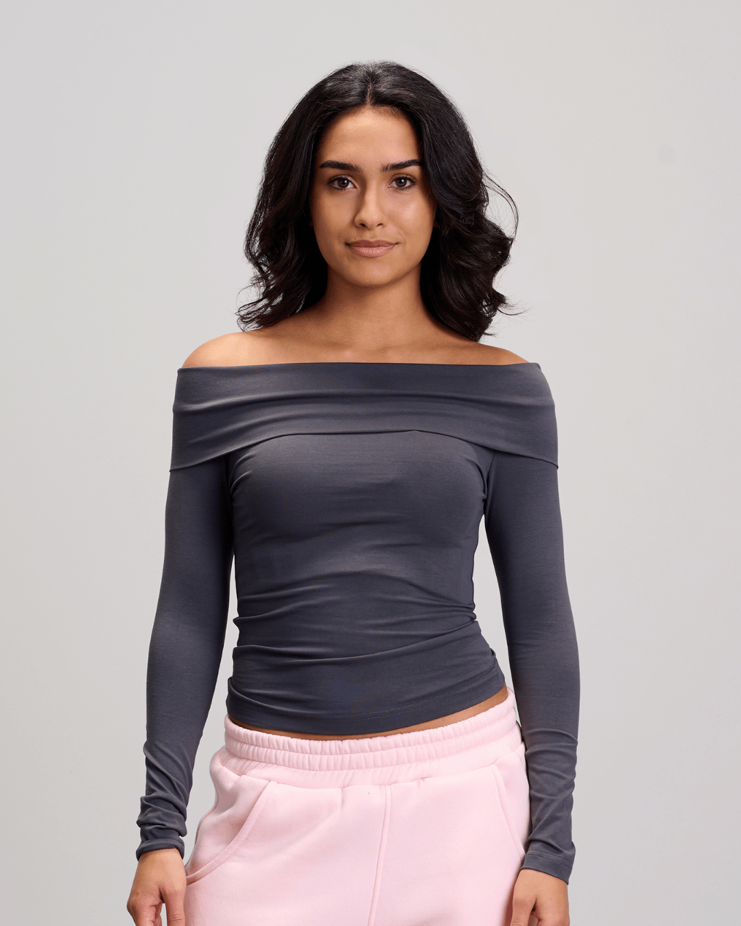 Drop Shoulder Top - Dark Grey