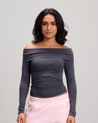 Drop Shoulder Top - Dark Grey
