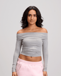 Drop Shoulder Top - Grey