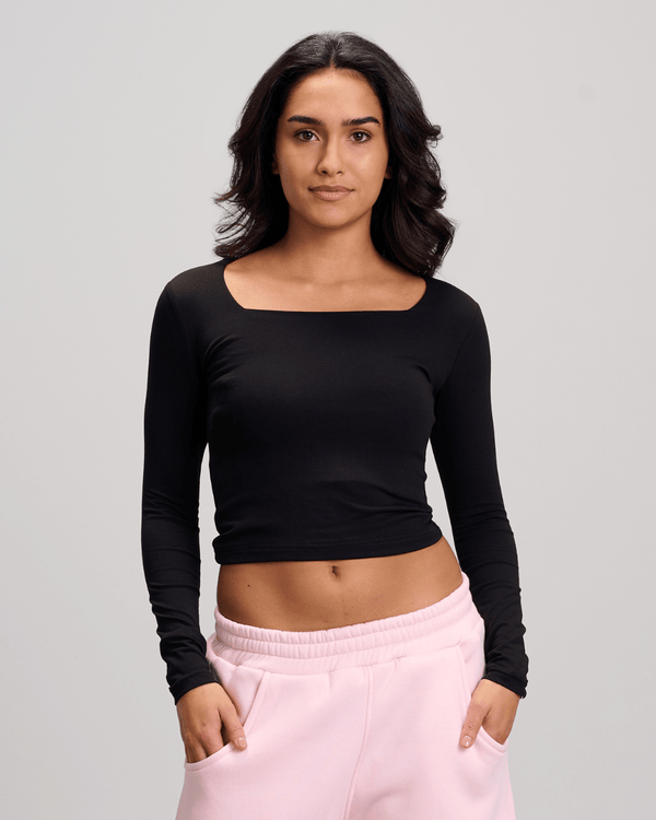 Square Neck Top - Black
