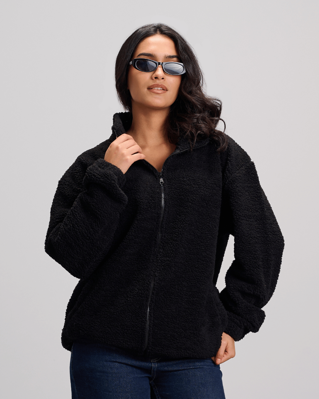 Fleece Zip-Up Jacket - Black