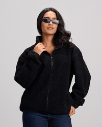 Fleece Zip-Up Jacket - Black