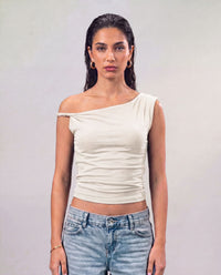 Sleek Off-Shoulder Top - White